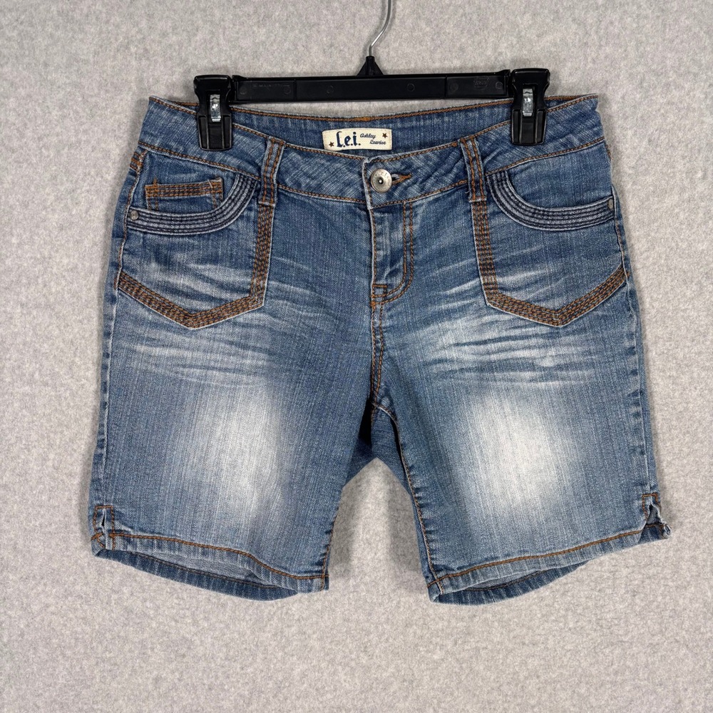 Y2K Vintage LEI Low Rise Jean Sorts Size 9 Ashley Bermuda Western Stitch Faded‎